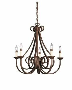 Best deal 👍 Kichler Lighting Dover 24-1/2 in. 60 W 5-Light Candelabra Chandelier in Tannery Bronze ⭐