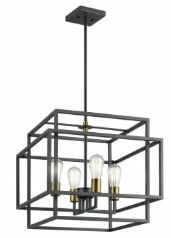 Flash Sale 🎉 Kichler Lighting Taubert 4-Light Incandescent Pendant in Black 👍