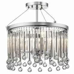 New π Kichler Lighting Piperβ’ 60W 3-Light Candelabra E-12 Incandescent Semi-Flush Mount Ceiling Fixture in Polished Chrome π