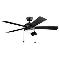 Discount ✔️ Kichler Lighting Basics Pro Select 52 in. 52W 1-Light LED Ceiling Fan in Satin Black 🤩