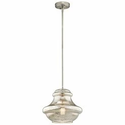 Outlet 🔥 Kichler Lighting Everly 12 in. 100W 1-Light Medium Base Incandescent Pendant in Brushed Nickel ✨