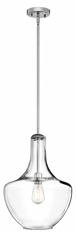Discount 😉 Kichler Lighting Everly 13-3/4 in. 100W 1-Light Medium Pendant in Polished Chrome ❤️