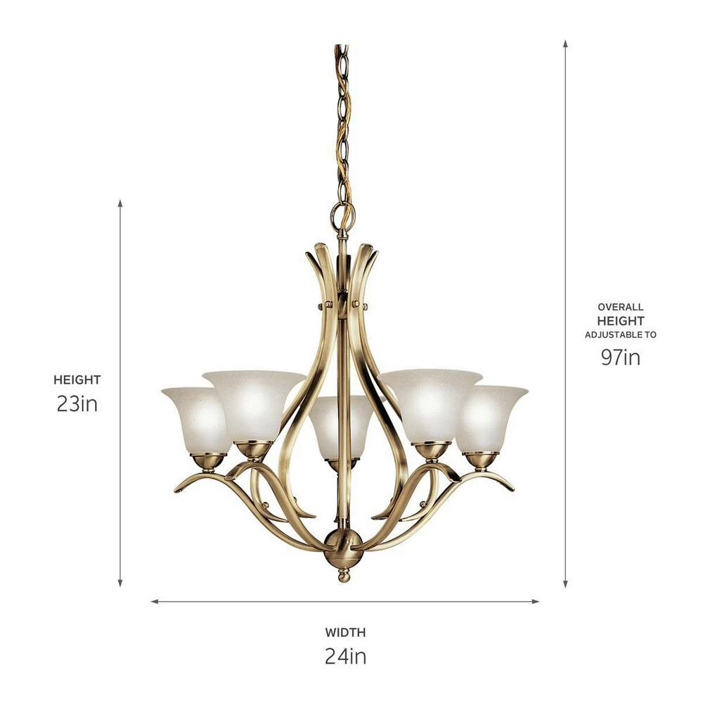 Cheap π Kichler Lighting Dover 23 in. 60W 5-Light Candelabra E-12 Ceiling Mount Chandelier in Antique Brass π― 4 Cheap π Kichler Lighting Dover 23 in. 60W 5-Light Candelabra E-12 Ceiling Mount Chandelier in Antique Brass π― - Image 2