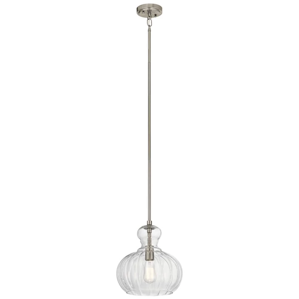 New ⌛ Kichler Lighting Riviera™ 60W 1-Light Pendant in Brushed Nickel 👏 3 New ⌛ Kichler Lighting Riviera™ 60W 1-Light Pendant in Brushed Nickel 👏