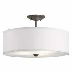 Promo 🔥 Kichler Lighting Shailene™ 75W 3-Light Medium E-26 Incandescent Semi-Flush Mount Ceiling Fixture in Olde Bronze 🔔