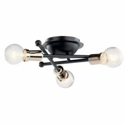 Best reviews of ⭐ Kichler Lighting Armstrong™ 100W 3-Light Medium E-26 Incandescent Flush Mount Ceiling Fixture in Black 🔥