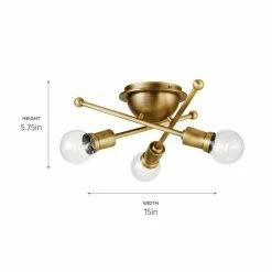 Outlet 👏 Kichler Lighting Armstrong™ 100W 3-Light Medium E-26 Incandescent Flush Mount Ceiling Fixture in Natural Brass 🔔 -Kichler Lighting shop Query 633