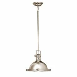 Budget 🥰 Kichler Lighting Hatteras Bay 10-1/4 in. 100 W 1-Light Medium Pendant in Polished Nickel 🥰