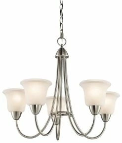Outlet 😀 Kichler Lighting Nicholson 21 in. 100W 5-Light Medium Chandelier in Brushed Nickel 🔔