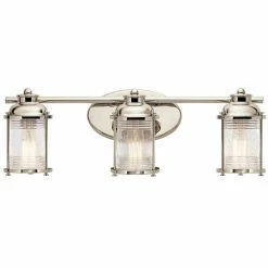 Coupon 😉 Kichler Lighting Ashland Bay 3-Light 60W Bath Light in Polished Nickel ✨