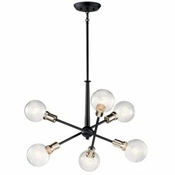 Best deal 💯 Kichler Lighting Armstrong™ 100W 6-Light Incandescent Chandelier in Black 🛒