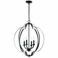 Best reviews of 🔔 Kichler Lighting Voleta 60W 4-Light Candelabra E-12 Incandescent Pendant in Black 😍