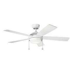 Flash Sale 🛒 Kichler Lighting Starkk™ 53W 5-Blade Ceiling Fan with 52 in. Blade Span and 1-Light in Matte White 🧨