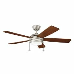 Brand new 🔥 Kichler Lighting Starkk™ 53W 5-Blade Ceiling Fan with 52 in. Blade Span and 1-Light in Brushed Nickel ✔️