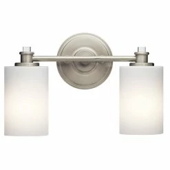 Cheapest 💯 Kichler Lighting Joelson 30W 2-Light Bath Light with Satin Etched Cased Opal Glass in Brushed Nickel 🧨