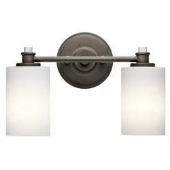 Outlet 🛒 Kichler Lighting Joelson 30W 2-Light Medium E-26 Incandescent Bath Light in Olde Bronze 🥰