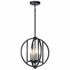 New 🛒 Kichler Lighting Samural™ 60W 4-Light Candelabra E-12 Incandescent Chandelier in Black 🔔