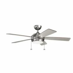 Discount 👍 Kichler Lighting Starkk™ 53W 5-Blade Ceiling Fan with 52 in. Blade Span in Polished Nickel 😀
