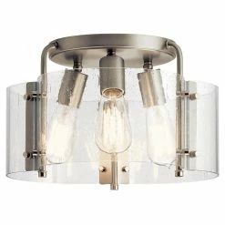 Best deal ✨ Kichler Lighting Thoreau 75W 3-Light Medium E-26 Incandescent Semi-Flush Mount Ceiling Fixture in Brushed Nickel ✨