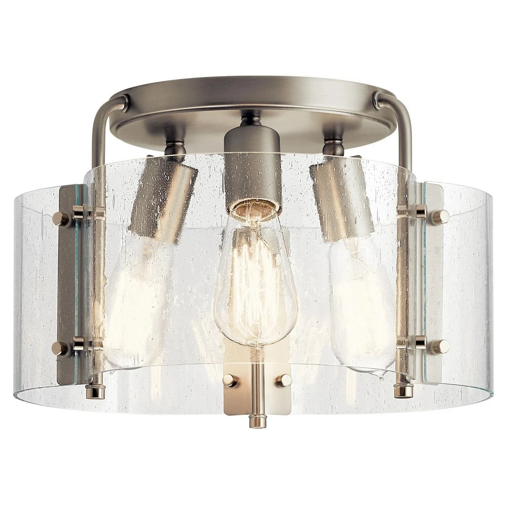 Best deal ✨ Kichler Lighting Thoreau 75W 3-Light Medium E-26 Incandescent Semi-Flush Mount Ceiling Fixture in Brushed Nickel ✨ 3 Best deal ✨ Kichler Lighting Thoreau 75W 3-Light Medium E-26 Incandescent Semi-Flush Mount Ceiling Fixture in Brushed Nickel ✨