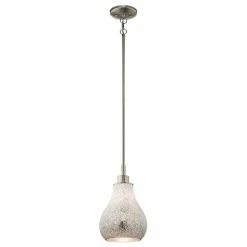 Cheap 😉 Kichler Lighting Crystal Ball 100W 1-Light Medium Base Incandescent Mini Pendant with White Linen Glass in Brushed Nickel ⌛