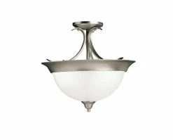 Brand new 🎉 Kichler Lighting Dover 14 x 15-1/4 in. 60 W 3-Light Medium Semi-Flush Mount Ceiling Fixture in Brushed Nickel 🥰
