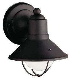 Cheapest 😉 Kichler Lighting Seaside 6-1/2 in. 60 W 1-Light Medium Sconce in Black 🎉