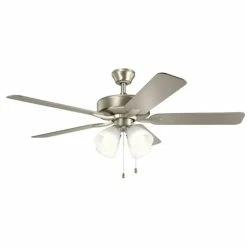 Deals 🧨 Kichler Lighting Basics Pro Premier 52W 4-Light 5-Blade Ceiling Fan in Brushed Nickel 🤩