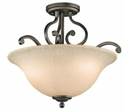 Coupon 😀 Kichler Lighting Camerena 14-1/2 in. 3-Light Semi-Flushmount Ceiling Light in Olde Bronze 🔥