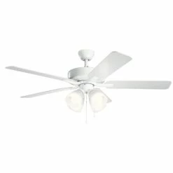 Flash Sale ✔️ Kichler Lighting Basics Pro Premier 52W 4-Light 5-Blade Medium E-26 LED Ceiling Fan in White 😉