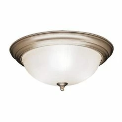 Outlet 🥰 Kichler Lighting Hastings 6-1/4 x 15-1/4 in. 60 W 3-Light Incandescent Medium Flush Mount Ceiling Fixture in Brushed Nickel 😀
