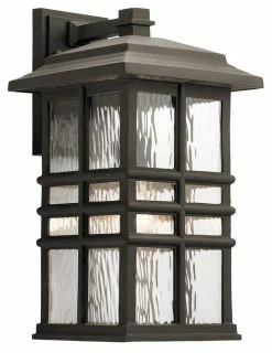 Promo 👍 Kichler Lighting Beacon Square™ 150W 1-Light Medium E-26 Incandescent Outdoor Wall Sconce in Olde Bronze 💯