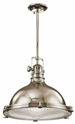 Coupon 🔔 Kichler Lighting Hatteras Bay 150W 1-Light Pendant in Polished Nickel ⭐