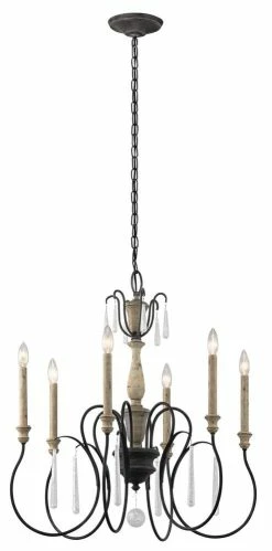 New 🧨 Kichler Lighting Kimblewick 27-3/4 in. 6-Light Candelabra E-12 Base Chandelier in Weathered Zinc ✨