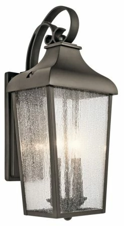 New 🔥 Kichler Lighting Forestdale 2-Light 60W Up Lighting Outdoor Wall Sconce in Olde Bronze ❤️