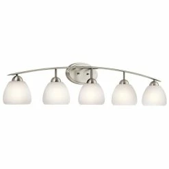 Deals ⭐ Kichler Lighting Calleigh 5-Light 100W Bath Light in Brushed Nickel 🧨